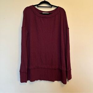 Free People North Shore Burgundy Thermal Tunic with thumb holes
